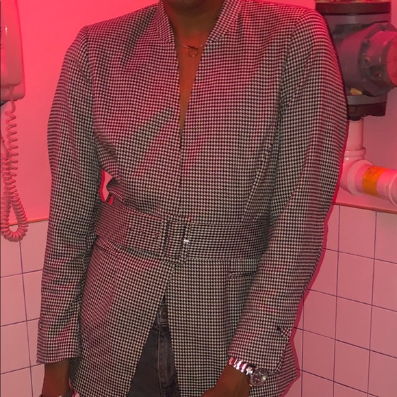 ZARA HOUNDSTOOTH BELTED BLAZER - Picture 7 of 7